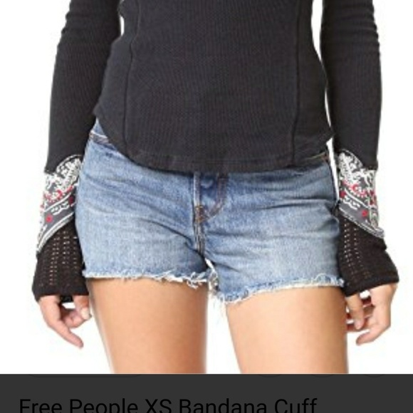 Free People black cuffed thermal - Picture 7 of 8